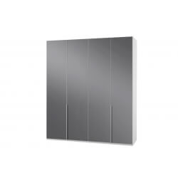 Armoire design 4 portes blanc alpin/verre gris Tony