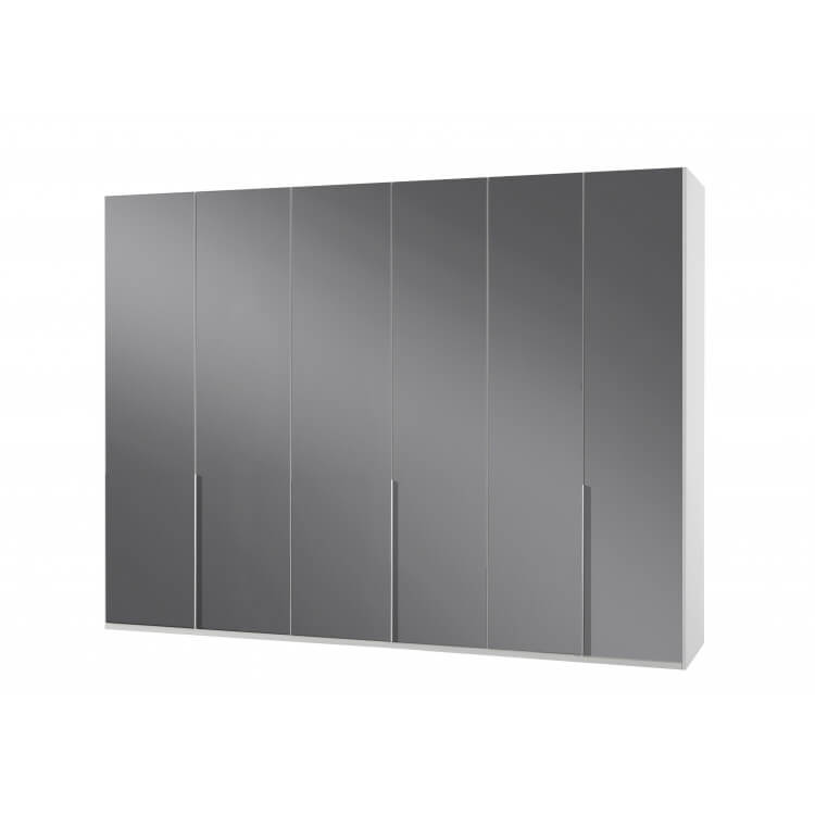 Armoire design 6 portes blanc alpin/verre gris Tony