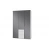 Armoire design 3 portes/3 tiroirs blanc alpin/verre gris Tony