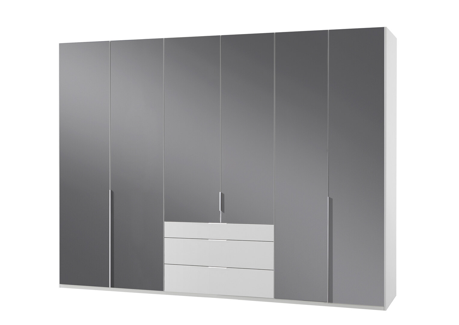 Armoire design 6 portes/3 tiroirs blanc alpin/verre gris Tony