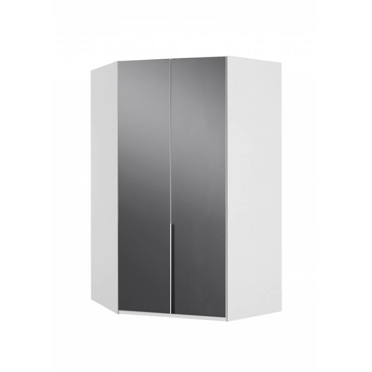 Armoire d'angle design blanc alpin/verre gris Tony