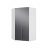 Armoire d'angle design blanc alpin/verre gris Tony