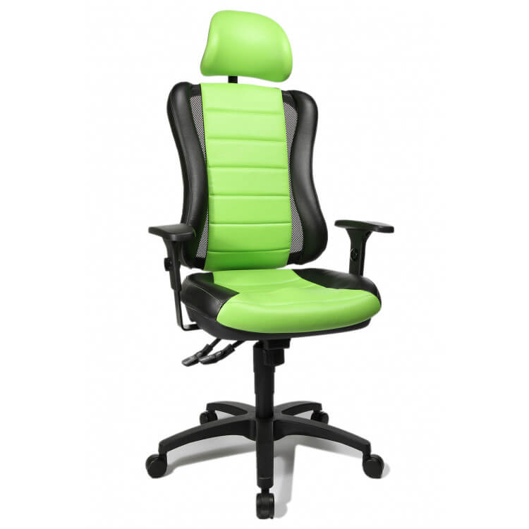 Fauteuil de bureau design en PU noir et vert Rumba