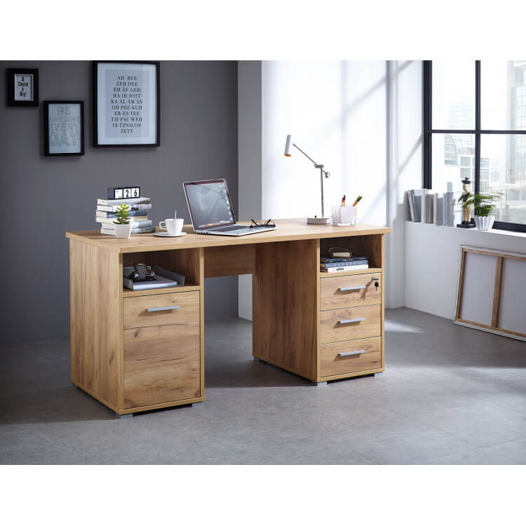 Bureau contemporain coloris chêne Florian