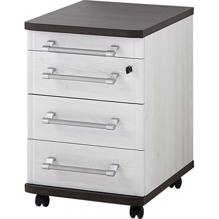 Caisson de bureau contemporain 4 tiroirs chêne havane/mélèze Atlanta