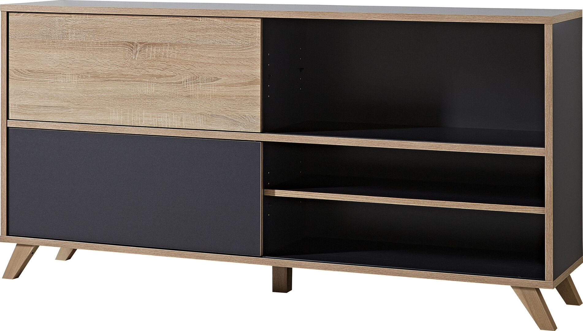 Armoire basse de bureau design 180 cm chêne sonoma/anthracite Paco