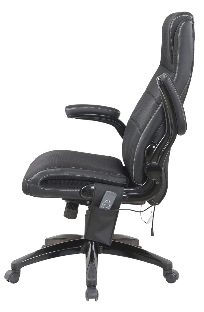 Fauteuil de bureau design chauffant/massant en tissu noir ...