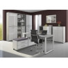 Armoire haute de bureau design gris platine/verre blanc Mathis I