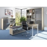 Bureau droit design chêne naturel/verre gris Damien