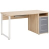 Bureau droit design chêne naturel/verre gris Damien I