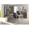 Armoire haute de bureau design chêne naturel/verre gris Damien I