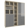 Armoire haute de bureau design chêne naturel/verre gris Damien III