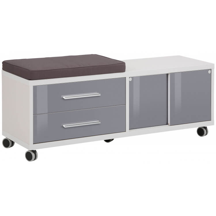 Caisson de bureau design gris platine/verre gris Esteban