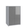 Armoire basse de bureau design gris platine/verre gris Esteban