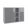 Armoire basse de bureau design gris platine/verre gris Esteban I