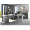 Armoire haute de bureau design gris platine/verre gris Esteban