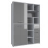 Armoire haute de bureau design gris platine/verre gris Esteban II