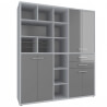 Armoire haute de bureau design gris platine/verre gris Esteban III