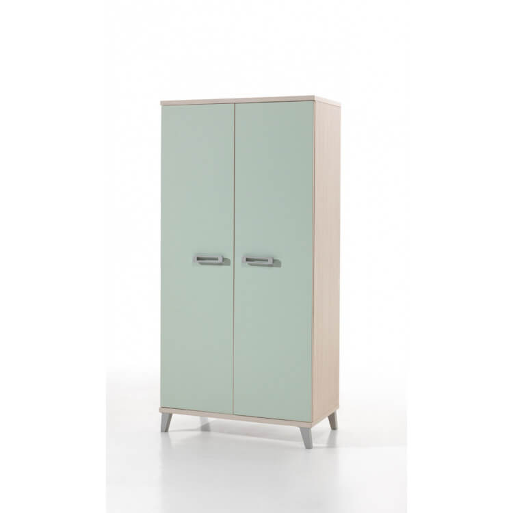 Armoire enfant contemporaine 2 portes frêne/vert Verone