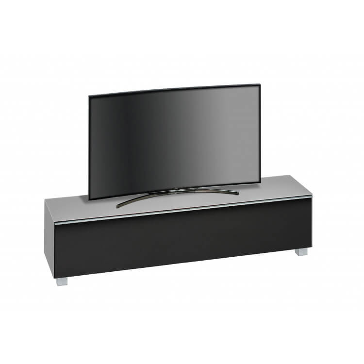 Meuble TV design 180 cm en verre gris marbre mat Futura