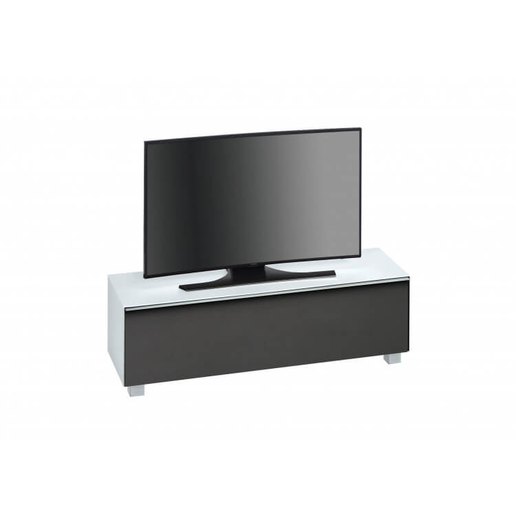 Meuble TV design 140 cm en verre blanc mat Futura