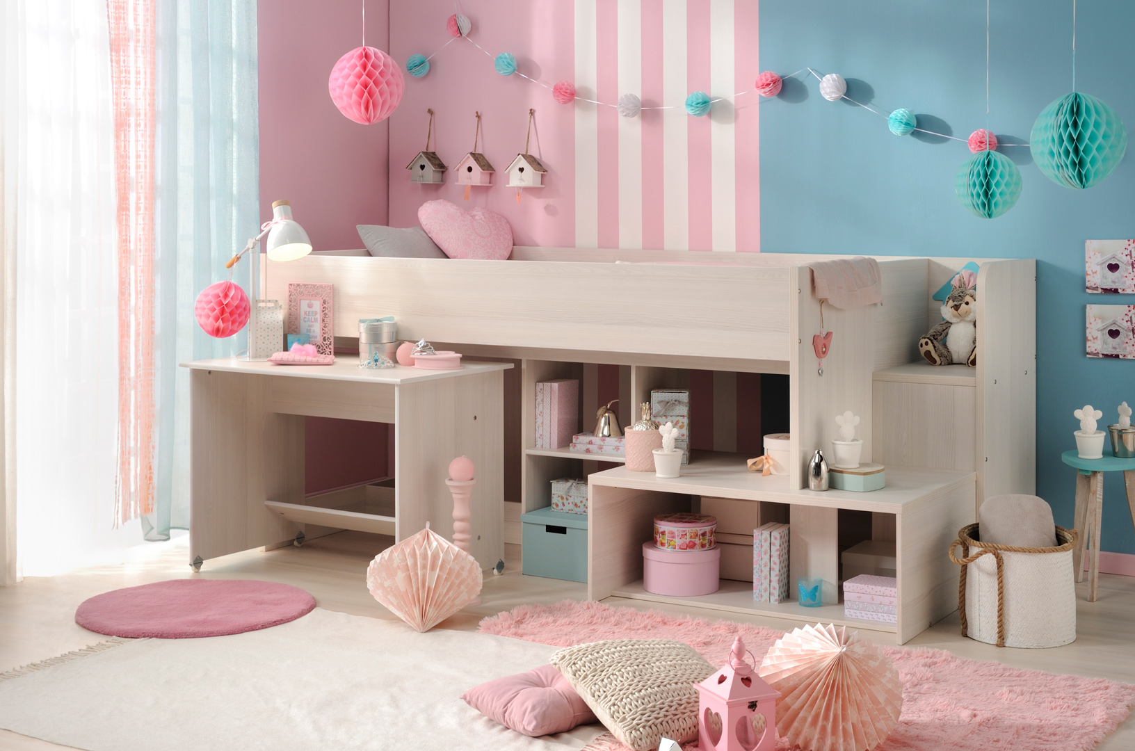 Lit combiné enfant contemporain coloris frêne nordique Marylou