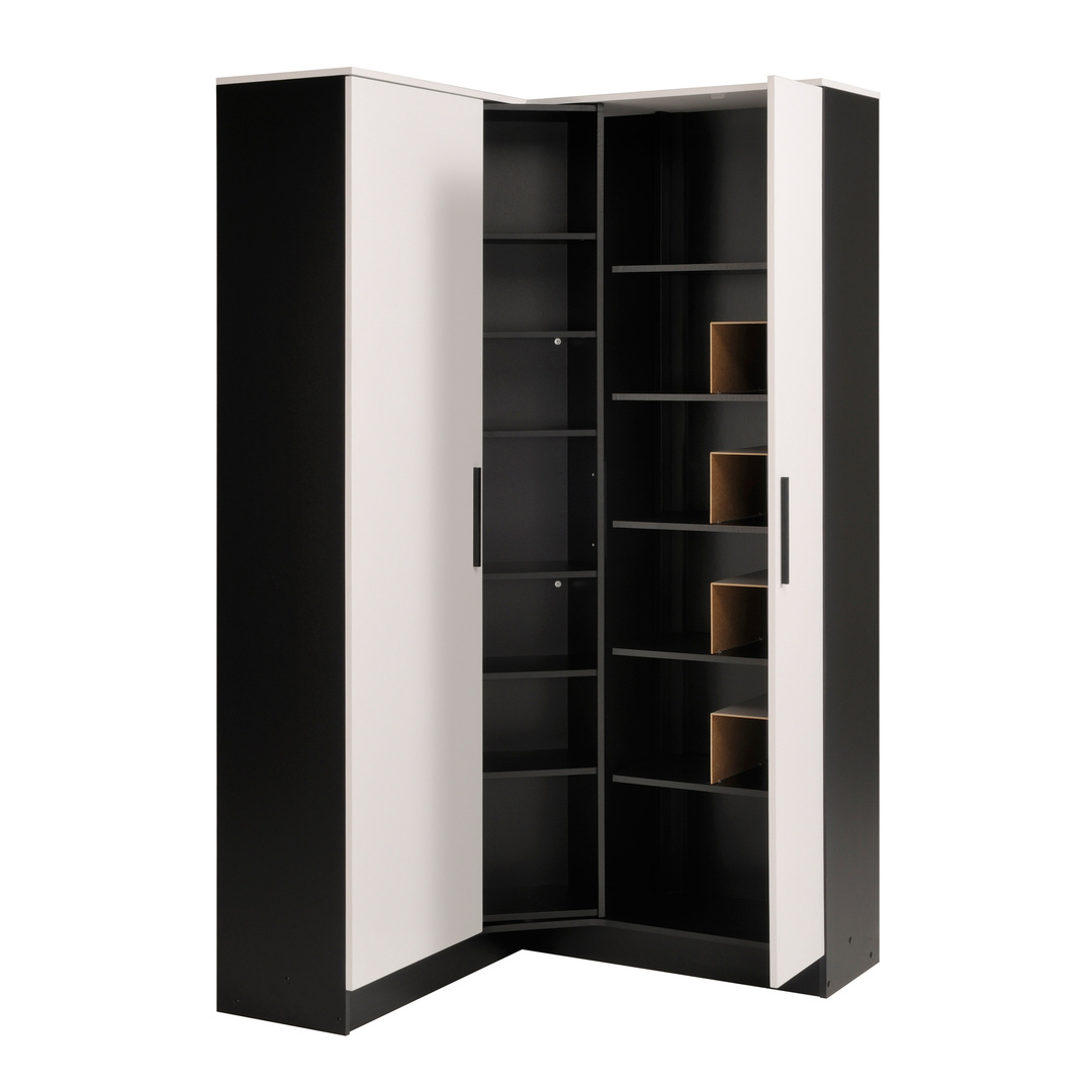 Armoire à chaussures d'angle contemporaine noire et blanche Joker