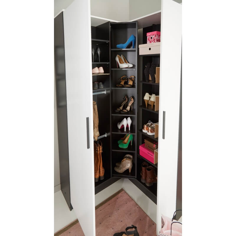 Armoire à chaussures d'angle contemporaine noire et blanche Joker