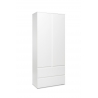 Armoire contemporaine 2 portes/2 tiroirs blanc mat Sophiane