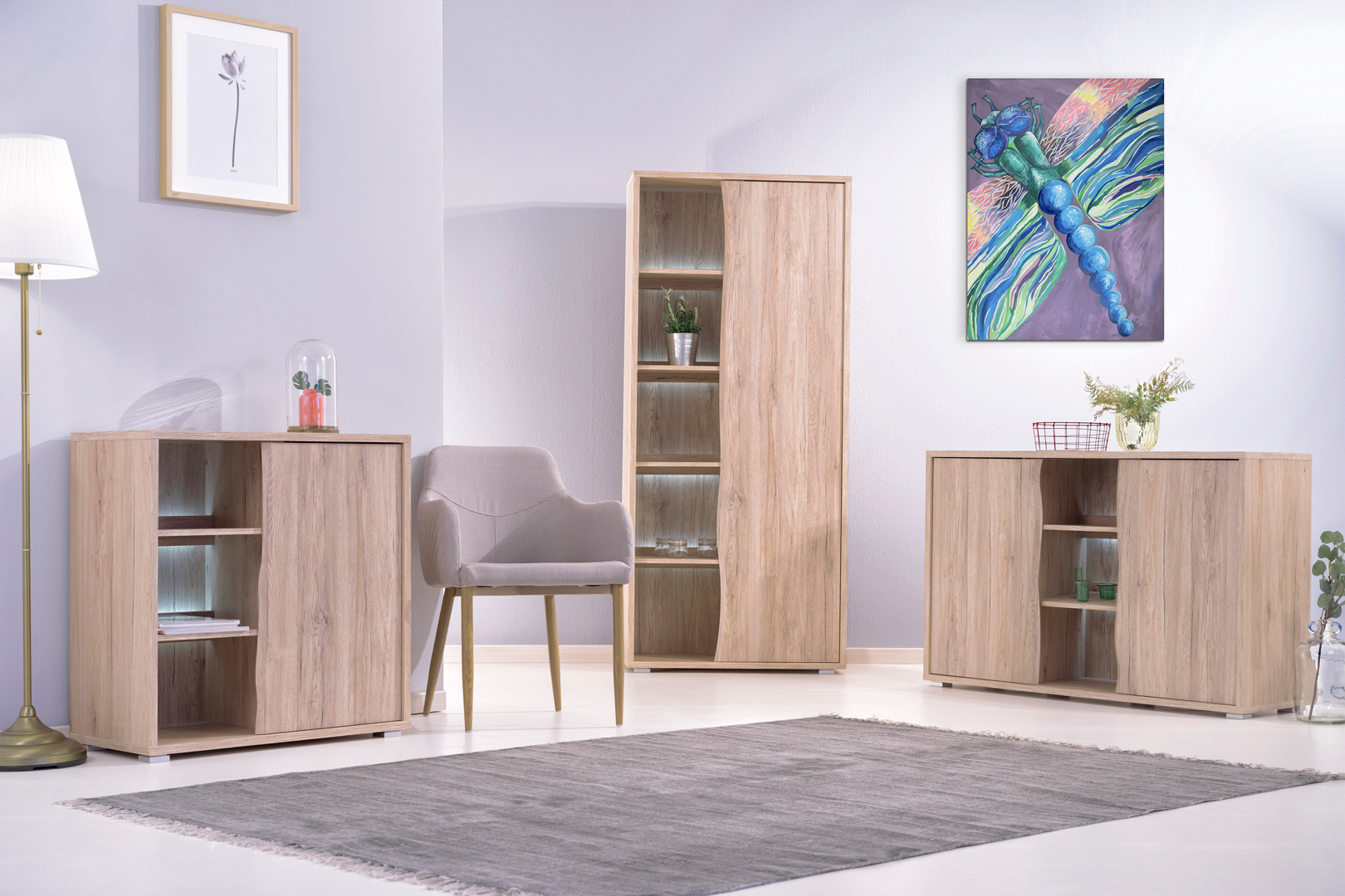 Bibliothèque contemporaine chêne clair Merida