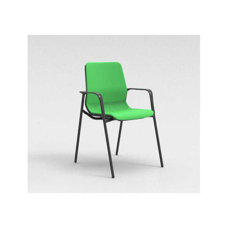 Chaise visiteur contemporaine métal graphite/tissu vert Eros