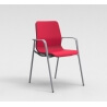 Chaise visiteur contemporaine métal argenté/tissu rouge Eros
