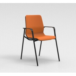 Chaise visiteur contemporaine métal noir/tissu orange Eros