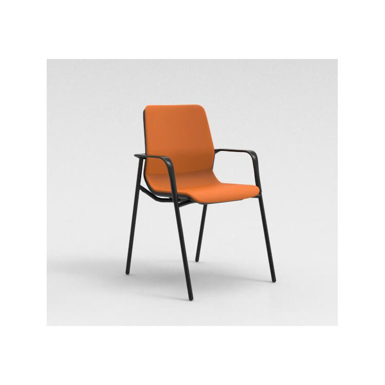 Chaise visiteur contemporaine métal noir/tissu orange Eros