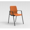 Chaise visiteur contemporaine métal noir/tissu orange Eros