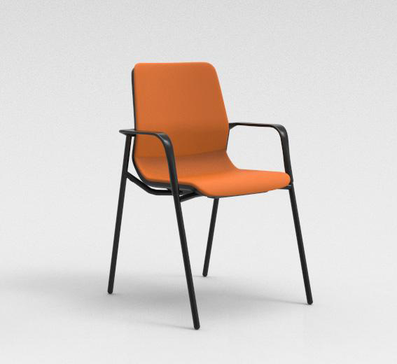 Chaise visiteur contemporaine métal noir/tissu orange Eros
