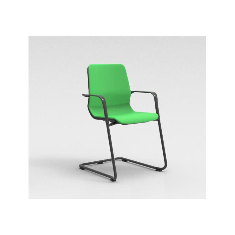 Chaise visiteur contemporaine métal graphite/tissu vert Eros II