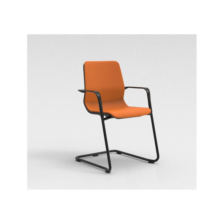 Chaise visiteur contemporaine métal noir/tissu orange Eros II