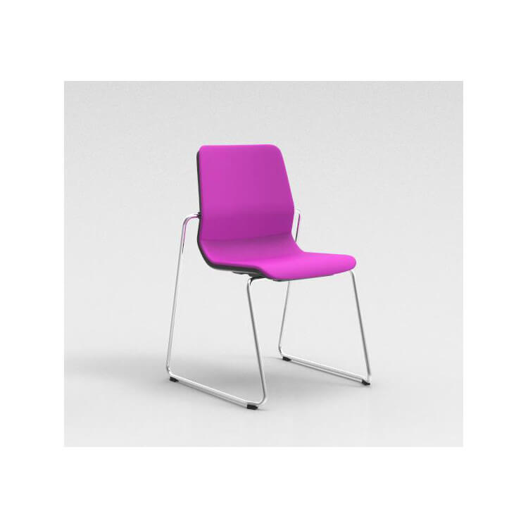 Chaise visiteur contemporaine pieds traineau métal chromé/tissu fuschia Eros