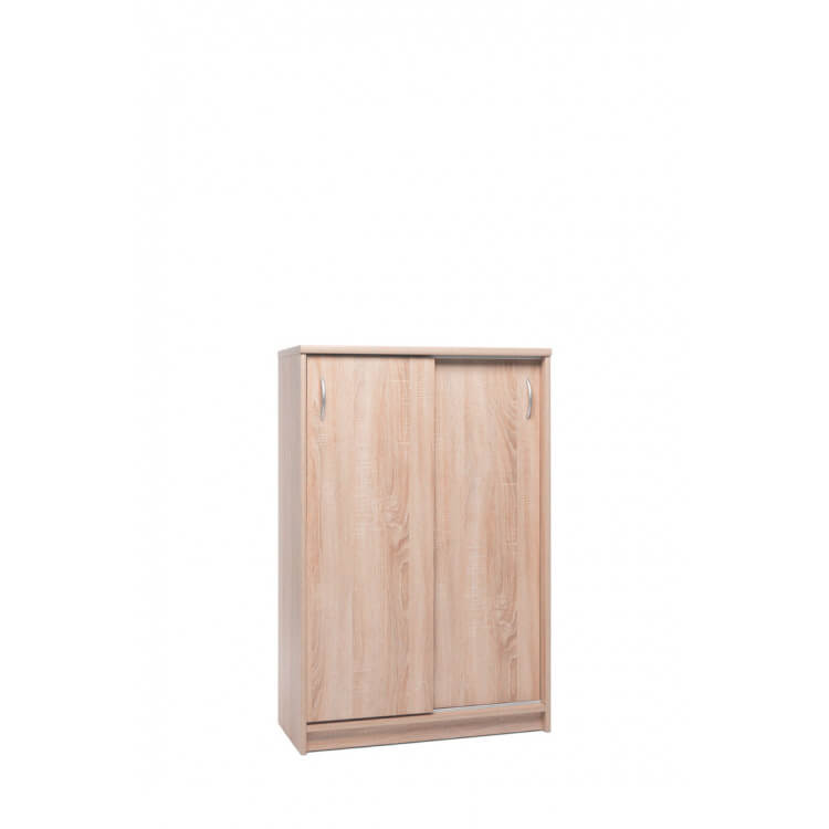 Meuble de rangement contemporain portes coulissantes 74 cm chêne clair Niels