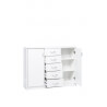 Meuble de rangement contemporain 2 portes/5 tiroirs blanc Niels
