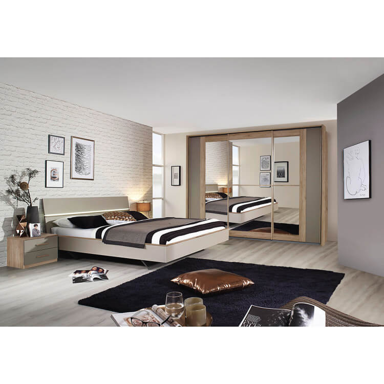Chambre adulte contemporaine chêne/gris Macao II
