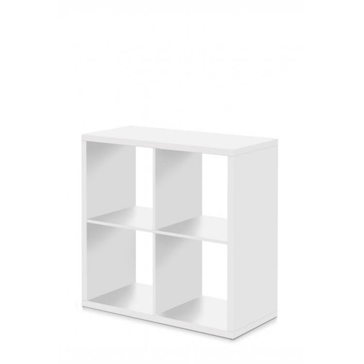 Etagère contemporaine carrée 4 compartiments blanche Gabrielle