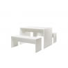 Ensemble table et 2 bancs contemporain blanc Amanda