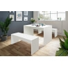 Ensemble table et 2 bancs contemporain blanc Amanda
