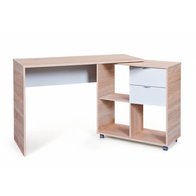 Bureau contemporain modulable chêne clair/blanc Philippe