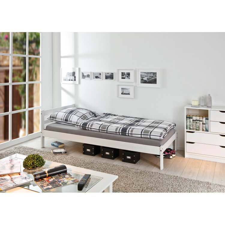 Lit enfant contemporain en pin massif blanc Florie
