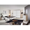Commode contemporaine 6 tiroirs chêne clair/blanc Gregoria