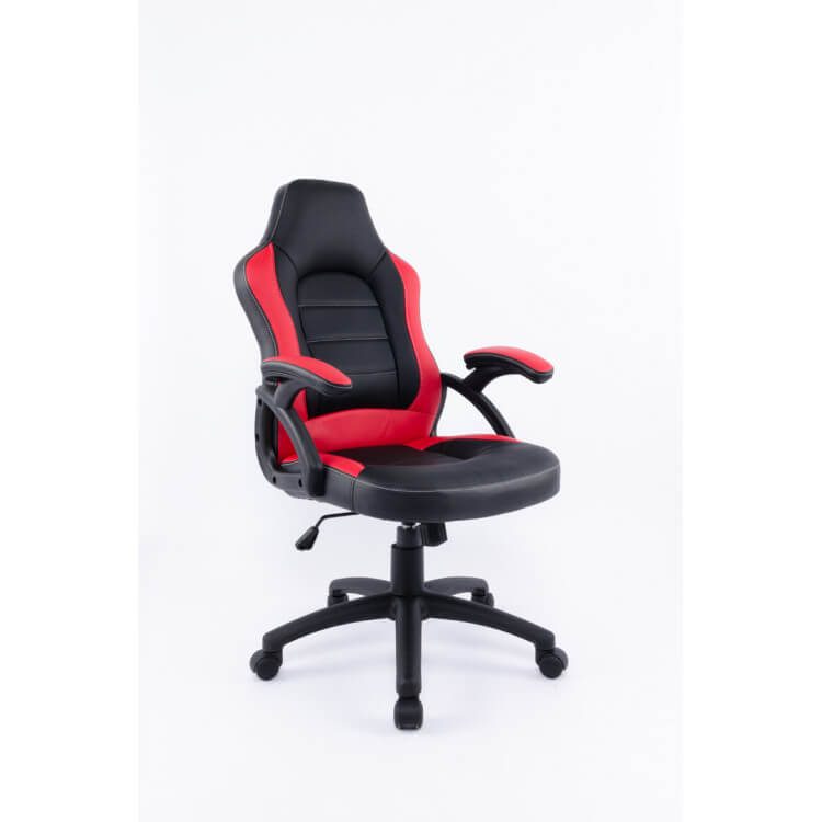 Fauteuil de bureau design en PU noir et rouge Techno