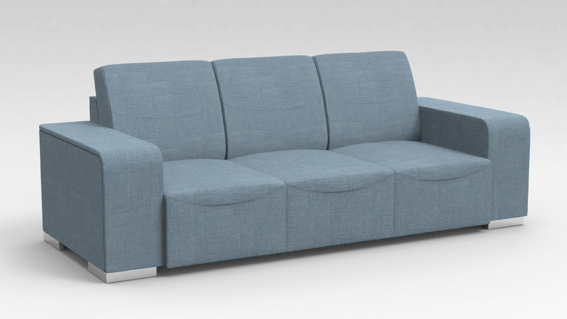 Canapé design 3 places en tissu bleu clair Sofiane